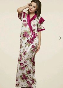 Clovia Magenta Printed Nighty