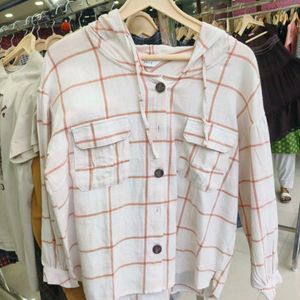 GIRLS Hooded Plaid Button-Up