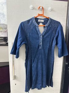 Navy Blue Body Con Short Kurti