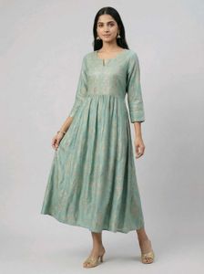 Elegant Teal Printed Maxi Dress