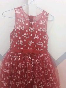 Deep Red Colour Party Gown For 6-9
