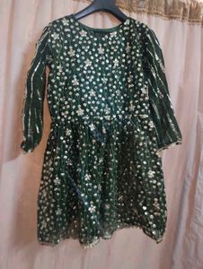 Green &amp; Gold Embellished Sharara Suit