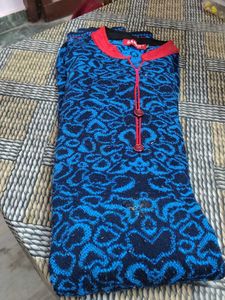 Blue Patterned Knit Top