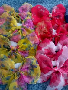 Pack Of 10 Georgette Bow Clips