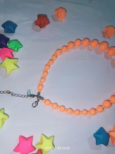 Bohemian orange multibead necklace