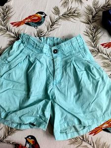 Light Blue Pleated Shorts
