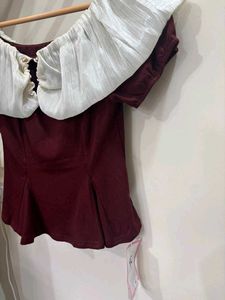 Burgundy Peplum Top