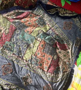 Patterned kaftan kurta with Fringe