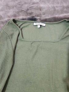 Olive Green Bell Sleeve Top