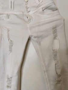 Distressed White Jeans