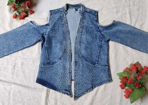 Cold Shoulder Denim Jacket