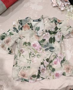Multicolor Floral Printed V Neck Top (Women&#39;s)
