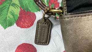 coach ashley leather bronze hand bag