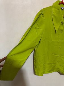 Green Shirt with Dramatic Collar