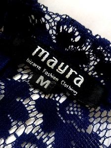 Blue Lace Mock Neck Top
