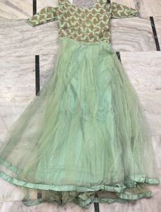 Light Green heavy Gown Off shoulder