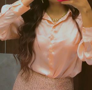 Tokyo Talkies Peach Satin Shirt
