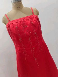 Elegant Coral Embellished Maxi Gown