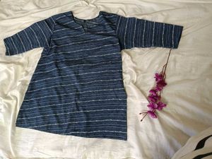 short kurti comfortable Blue Striped Kurta