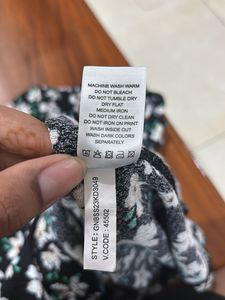 Black Floral Print boycon midi dress