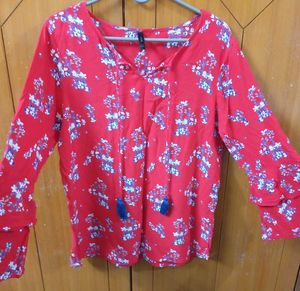 Red Floral Print Top