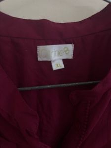 Maroon Button-Down Top