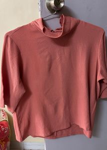 dark pink top with round neck