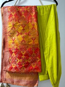 Anarkali Suit With Contrast Banarasi Dupatta