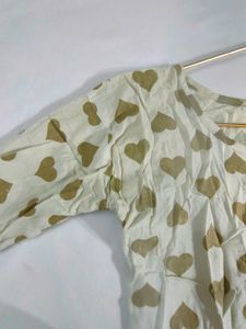 Women Short Kurti/Top (White, Printed)