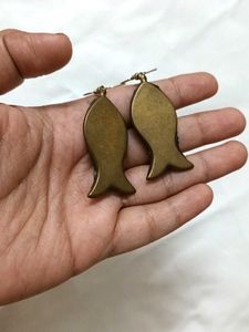 Lapiz Gemstone Tibetan Fish Earrings