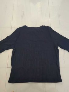 Navy Blue Elbow Sleeves Tshirt
