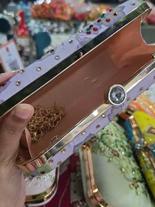 Lavender Stones Hand Clutch With Sling