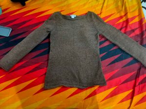 Brown Knit Long Sleeve Top