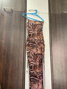 Lepord Print One Shoulder Slit Dress♥️