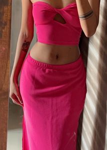 shein sexy tube top and full length skirt🦋