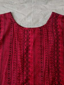 Red Embroidered Kurta