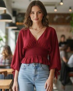 Chic Maroon Blouson Top