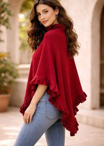 Ruffled Red Poncho