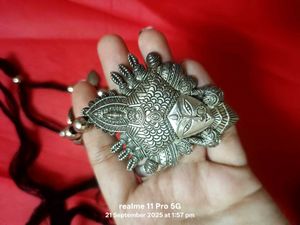 Silver Durga Pendant Necklace