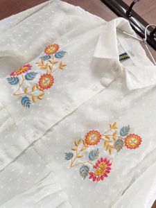 Floral Embroidered White Top