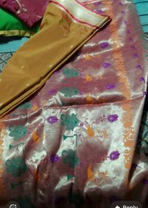 Musturd Yellow Maroon Saree