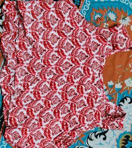 Red & White Print Top