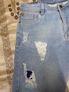 Light Blue Rugged Denim Men Shorts(32 Inches Size)