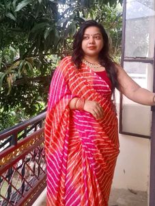 Striped Saree - Pink and Orange