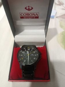 Corona Black Stainless Steel Watch | One Year Old