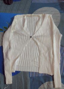 White Ribbed Cardigan Top 🤍🎀