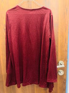 Burgundy Ribbed Coord Set