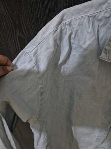 Light Blue Cropped Denim Shirt