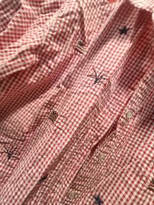 Red Checkered Button-Down Shirt