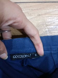 (Go Colors)Navy Blue Slim Fit Pants👖
